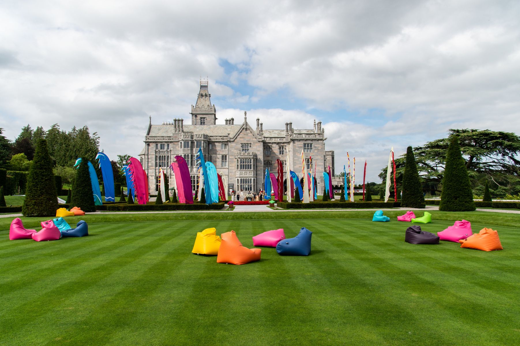 Adare Manor garden filled with colorful yard activities.