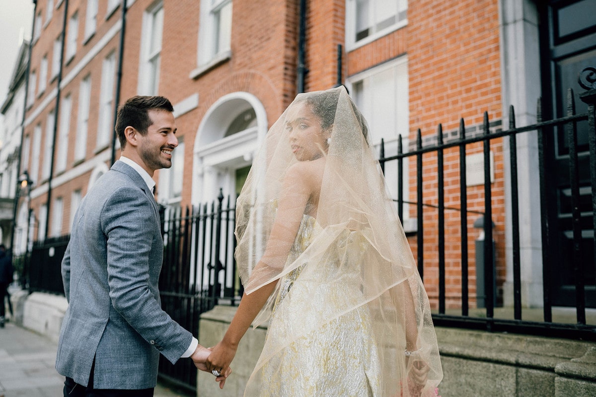Dublin elopement city bride and groom