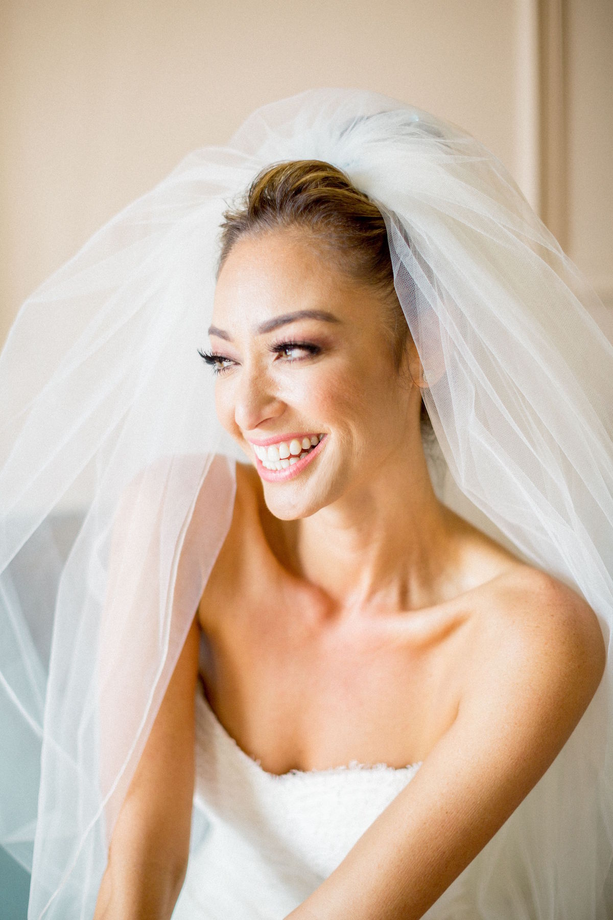 modern bride with veil