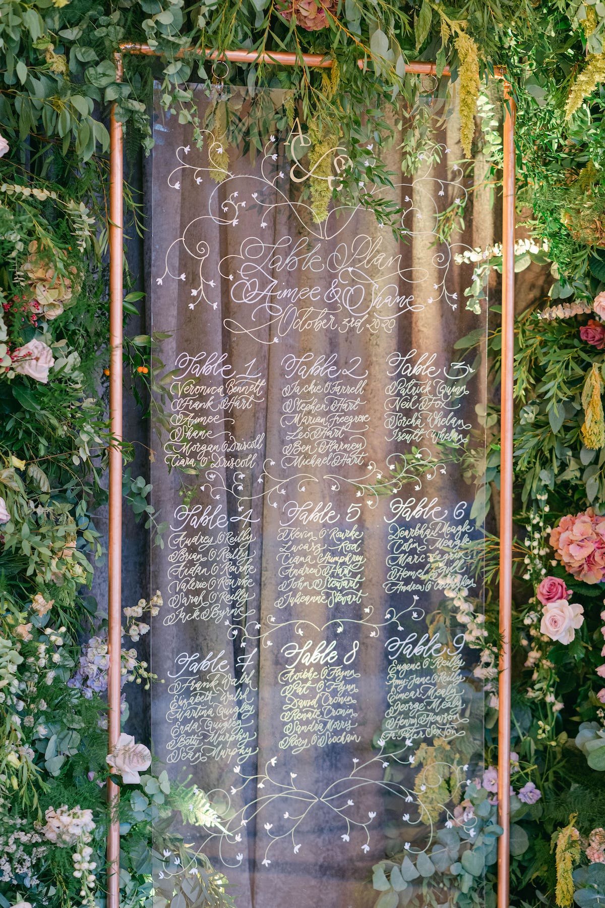 clear seating chart wedding