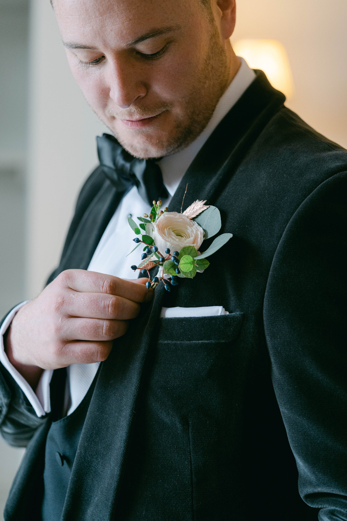 Merrion Hotel wedding boutonniere for groom