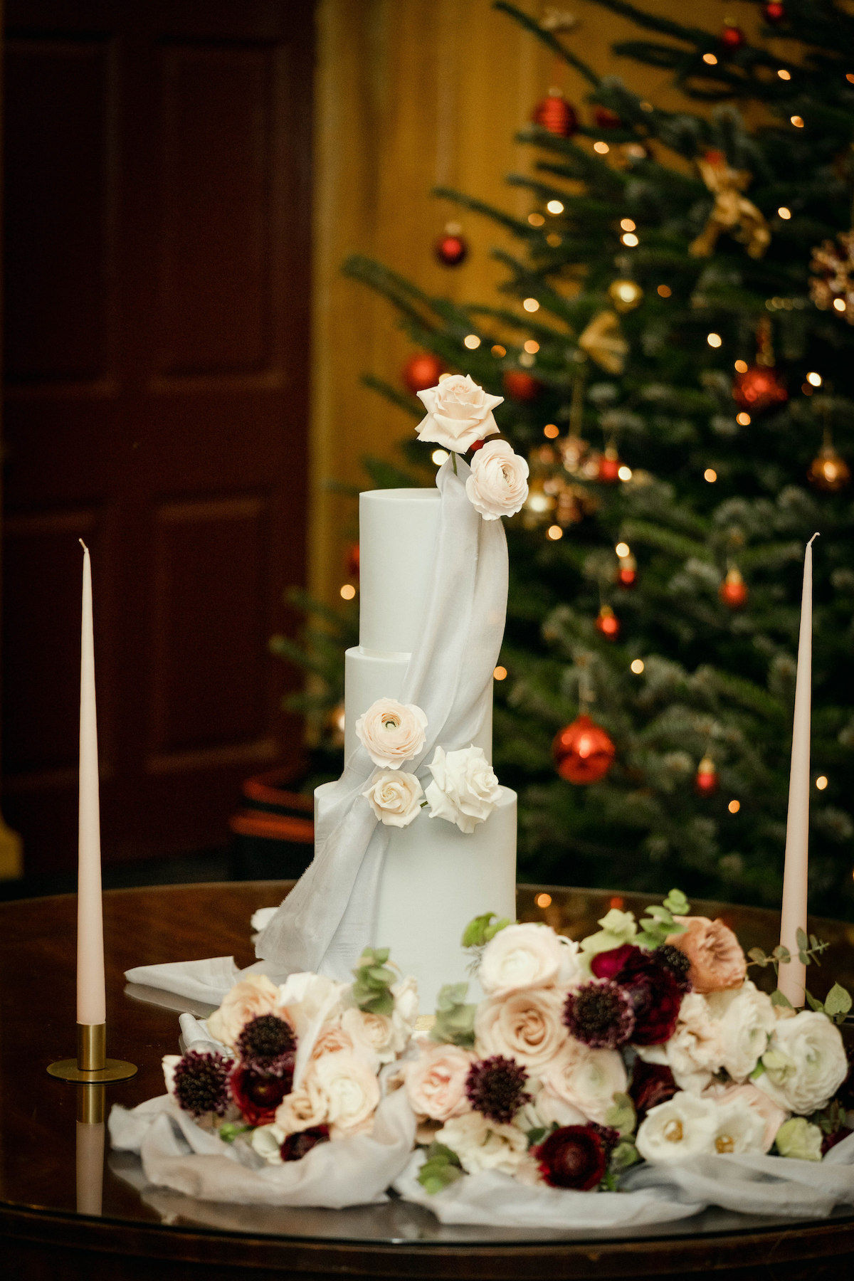 festive winter wedding blue cake