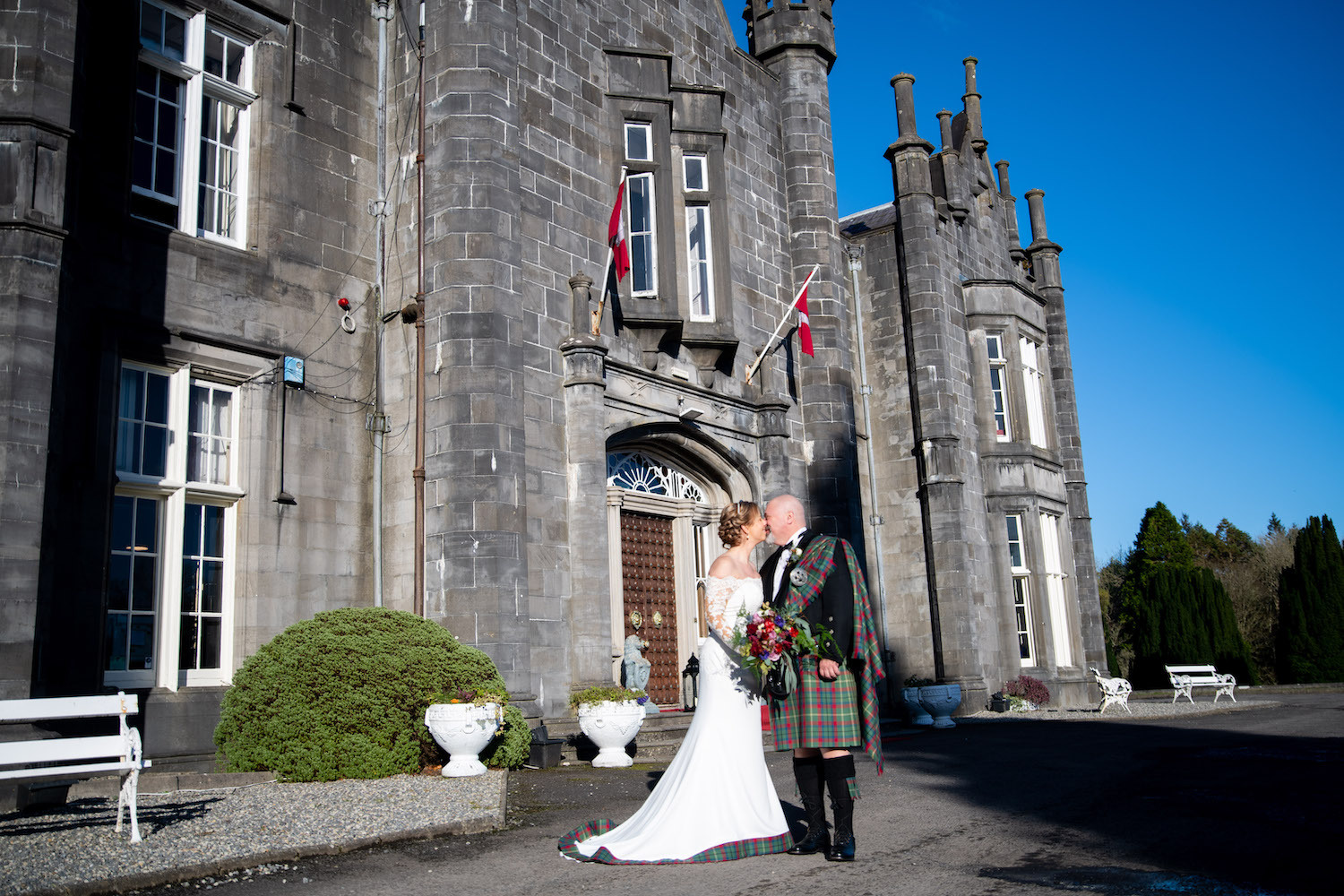 Belleek Castle Wedding venue bride and groom